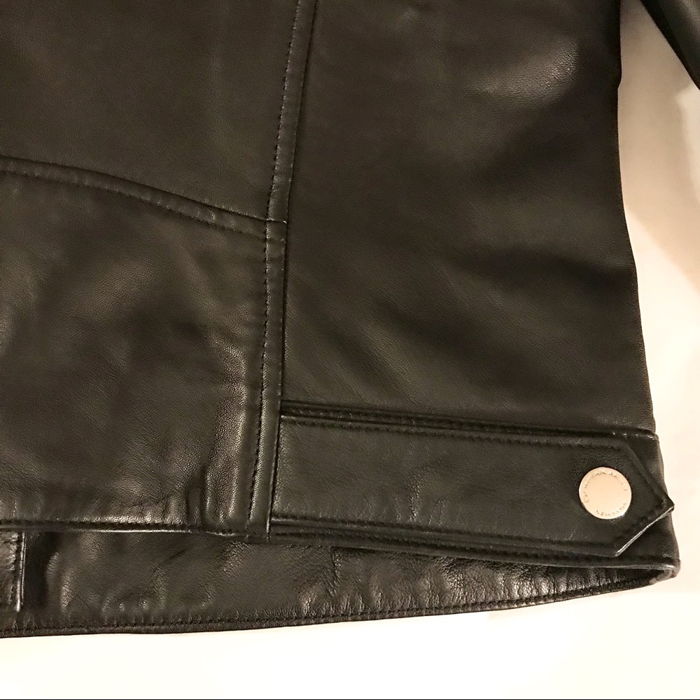 Authentic Donna Karan New York Leather Moto Jacket Black Large - Picture 9 of 16